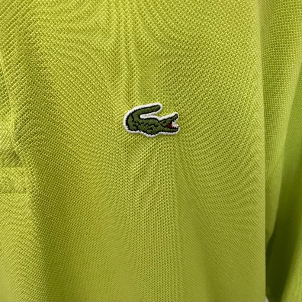 Vintage Lacoste Polo Shirt 100% Cotton Crocodile Patch Chartreuse Lime Green - Picture 2 of 10